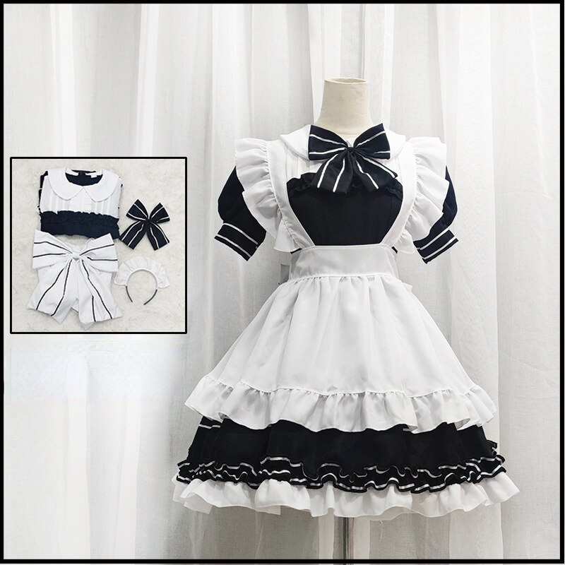 TTYAO REII Maid Outfit Dames Anime Franse Dienstmeisje Kostuum Lolita Fancy Dress Cosplay Schort Jurk Sets 2288031591