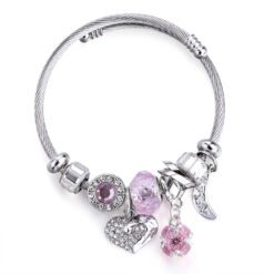 "Femininity Symbols" Bracelet - Pink-Heart Ball