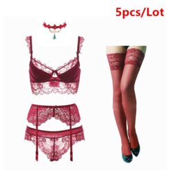 Midnight Kiss Lingerie Set - wine red, 85B