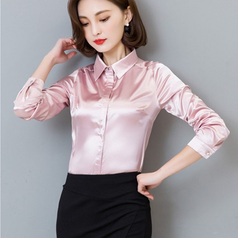 Glossy Button Up Satin Blouse - Sissy Dream