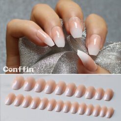 Pink & White Gradient False Nails - Conffin