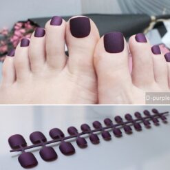 Girly Matte False Toe Nails - Dark Purple