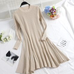 Embracing Femininity Knitted Dress - Beige