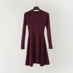 Embracing Femininity Knitted Dress - Burgundy