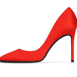 Black Elongated Classic Pointed Toe Pumps - red 10cm heel, 10.5