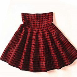 Girly Mode Flared Skirt - Houndstooth red