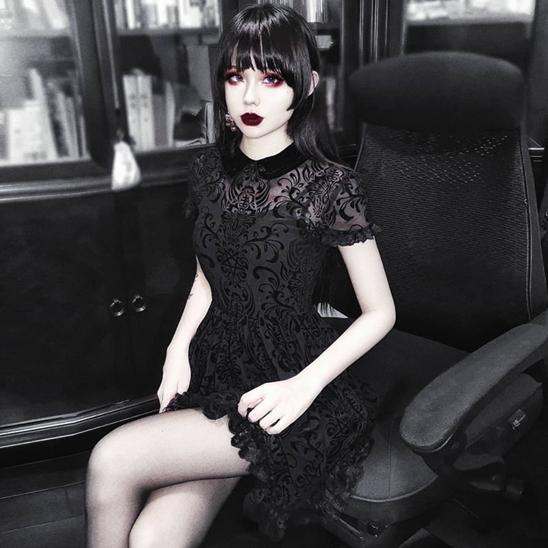 Gothic Girlfriend Lace Mini Dress - Image 2