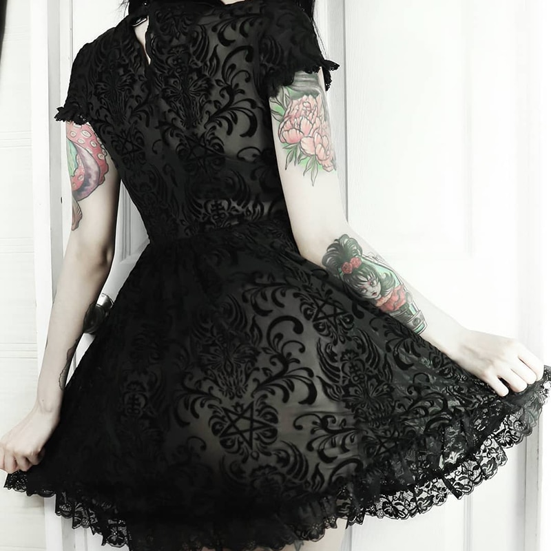 Gothic Girlfriend Lace Mini Dress - Image 4