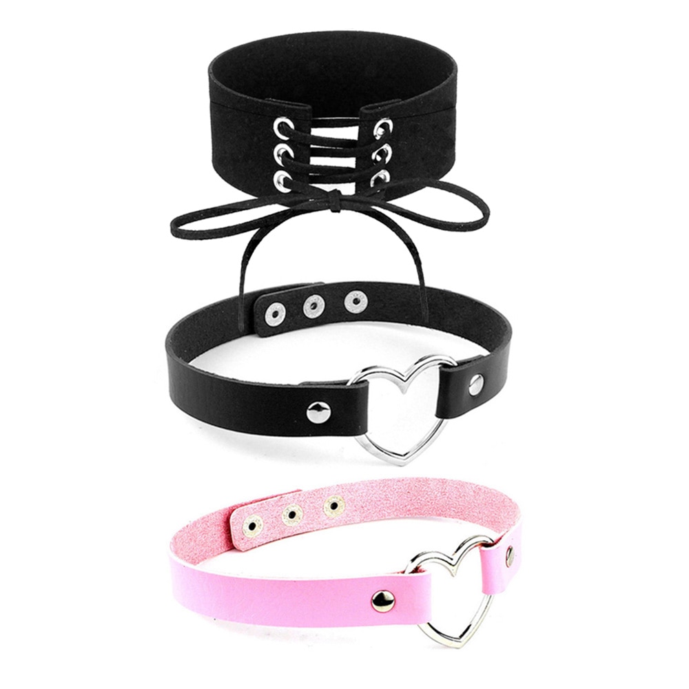 Femboy Heart Leather Collar