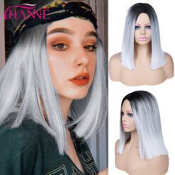 Cotton Candy Ombre Bob Wig - gray