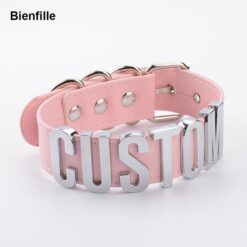 "Custom Word” Black Choker - PinkSilver
