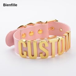 "Custom Word” Black Choker - PinkGold