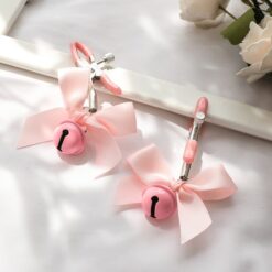Submissive Sissy Nipple Bell Clamps - Pink