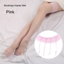 Sissy Lace Set (Stockings + Garter Belt) - Pink