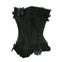 Sissified Bow Lace Corset - 070 Black top, M