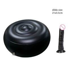 Inflatable Ride Me Cushion - Black Dildo