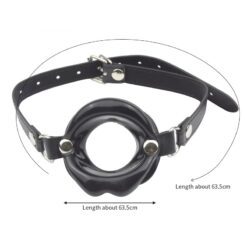 Sissy Lips Leather Gag - Black Gag