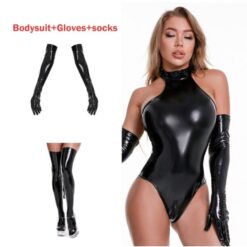 Latex Goddess Bodysuit Set - Black D, S-M