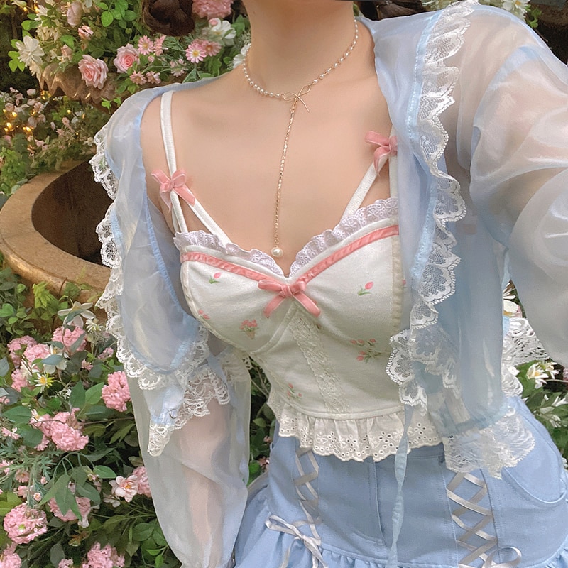 Soft Bloom Tank Cardigan Set