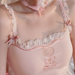 Kawaii Knit Vest Set - Pink, XL