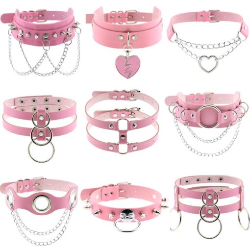 Pinkland Punk Leather Choker