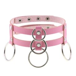 Pinkland Punk Leather Choker - pink-OXQ05