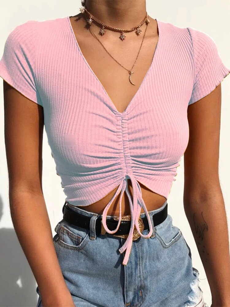 Tie-Up V-Neck Crop Tank - Image 8