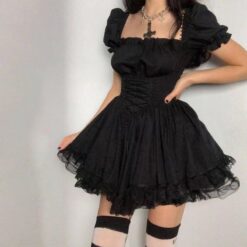 Playful Girl Lace Dress - Black, M