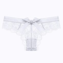 Lacy Love Bow Thong - white, XL