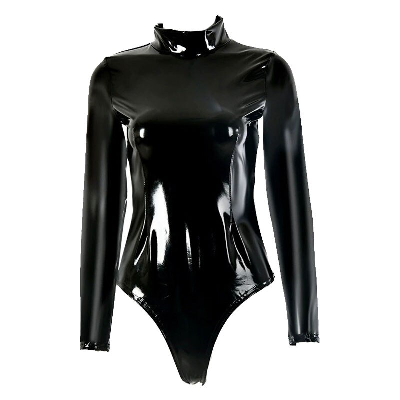 Glossy PVC High-Cut Bodysuit - Image 2