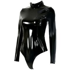 Glossy PVC High-Cut Bodysuit