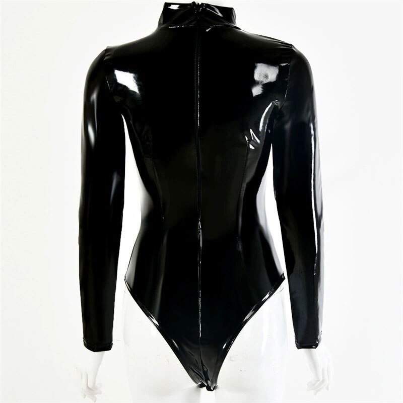 Glossy PVC High-Cut Bodysuit - Image 3