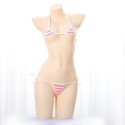 Kawaii Cutie Striped Bikini - Pinkmini