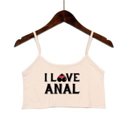 “I Love Anal” Crop Top - Khaki, M