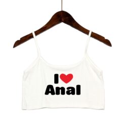 “I Love Anal” Crop Top - White 1, L