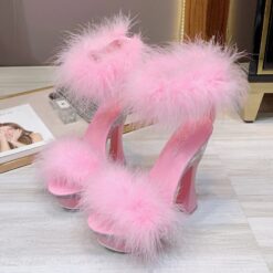 Feather Platform Showgirl Heels