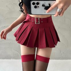 Playful Princess Pleated Skirt - Red, M