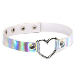 Holographic Heart Choker - white