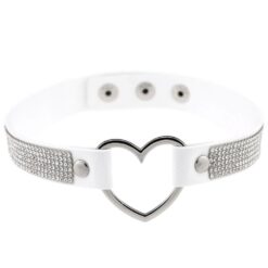 Heart Rhinestone Choker - white
