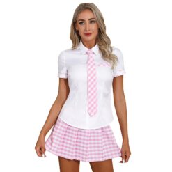 Sassy School Girl Uniform - Pink A, XXL
