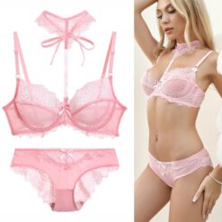 Lace Embroidered Push-Up Set