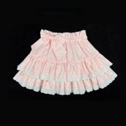Delicate Sissy Pleated Skirt - Pink Polka Dots, L