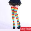Rainbow Striped Thigh-High Socks