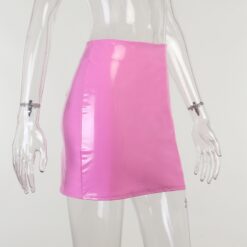 Glossy PU Pencil Skirt - Pink, L