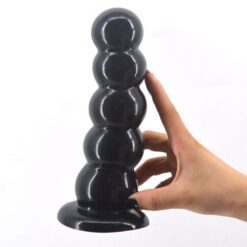 Big Beaded Anal Dildo - Black
