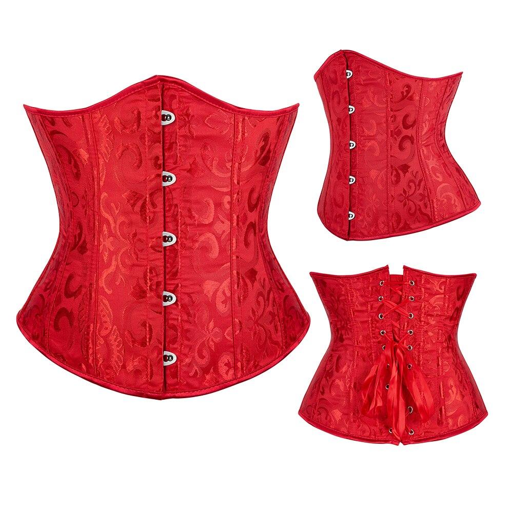 Jacquard Underbust Corset Floral Push Up Boned Bustier Gothique Korsett For Women Front Busk Gorset Plus Size Korse Sexy