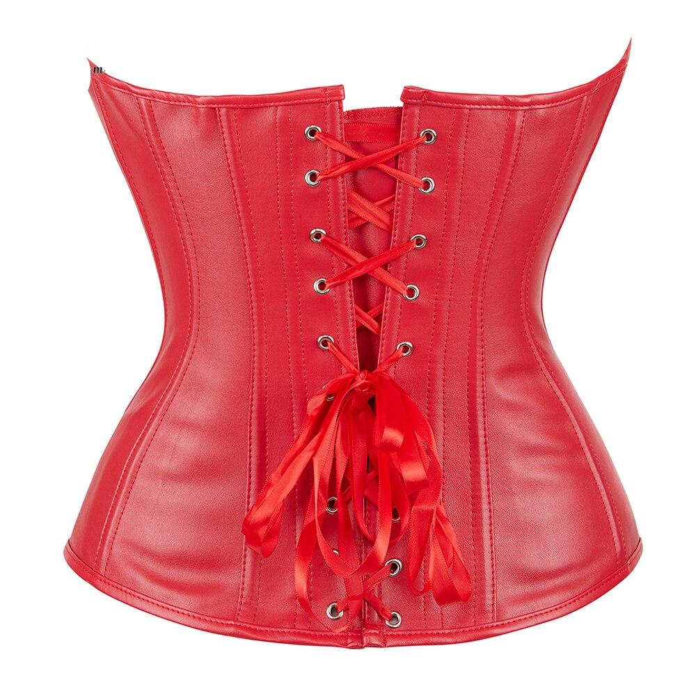 Leather Overbust Corset Zip Up Zipper Bustier Top Showgirl Night Clubwear Sexy Gothic Steampunk Gorset Plus Size Waist Shaper