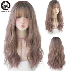 Pink Brown Wavy Lolita Wig