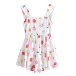 White Floral Ruffle Romper - Image 4