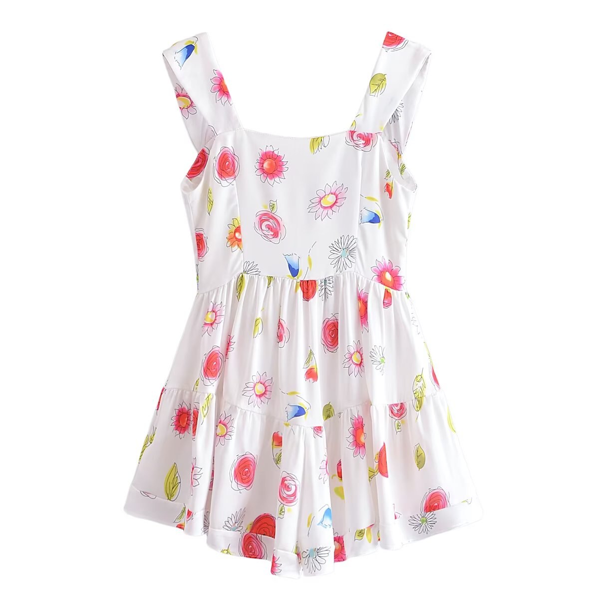 White Floral Ruffle Romper - Image 4